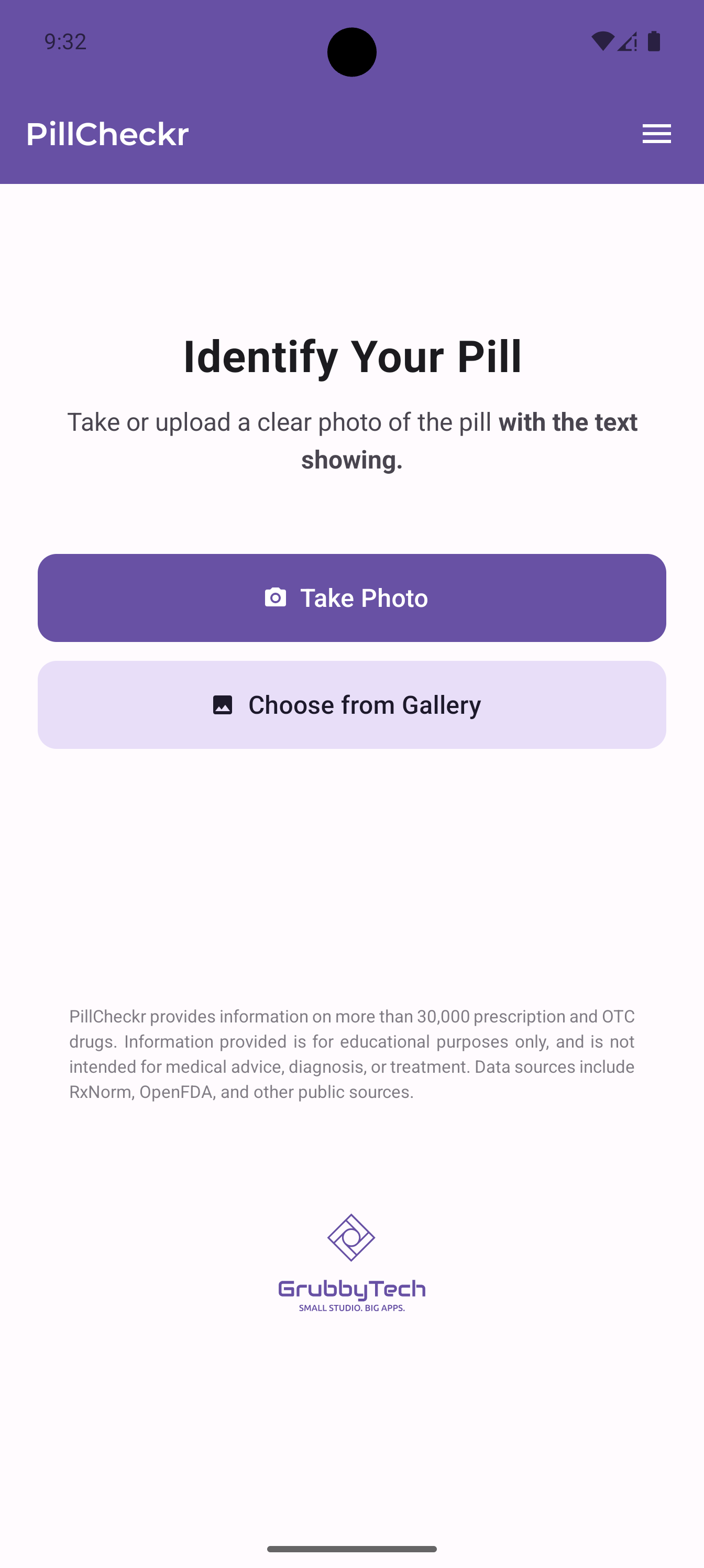 PillCheckr OCR scanning a pill